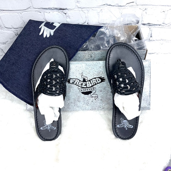 freebird Shoes - • NWT/NIB🤩 |•FREEBIRD🦅 BY STEVEN•| Vallarta Summer Flat Sandal Black Snake 7